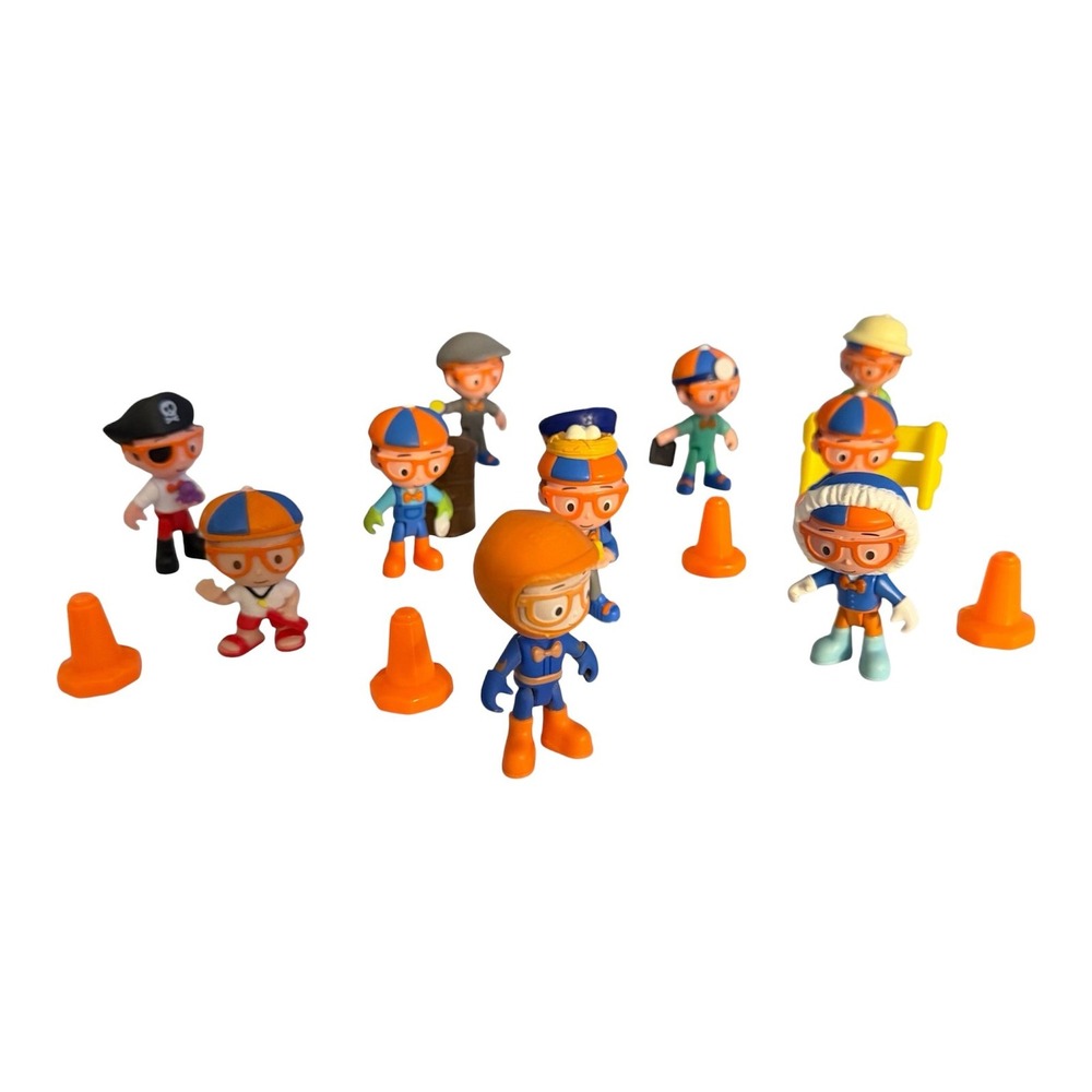 Blippi Mini Figure Lot 10pc Astronaut Pirate Safari Doctor Accessories Toy Set